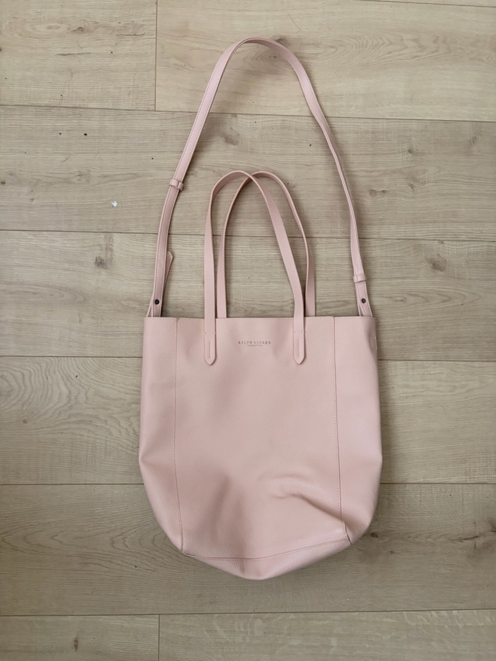 Ralph Lauren Blush Pink Leather Tote with Adjustable Crossbody Strap